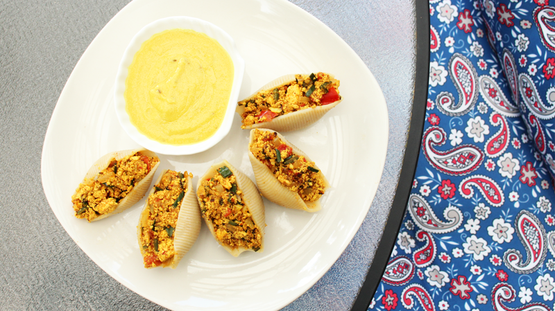vegan curry pasta shells