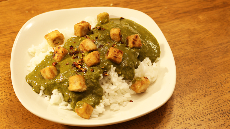 Fresh Turmeric Vegan Palak Tofu