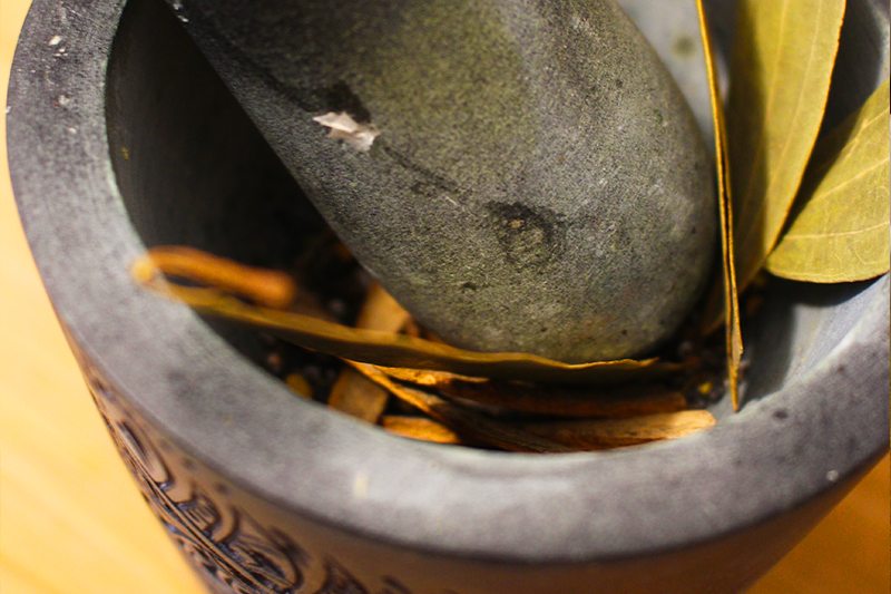 Indian Spices and the Mortar and Pestle